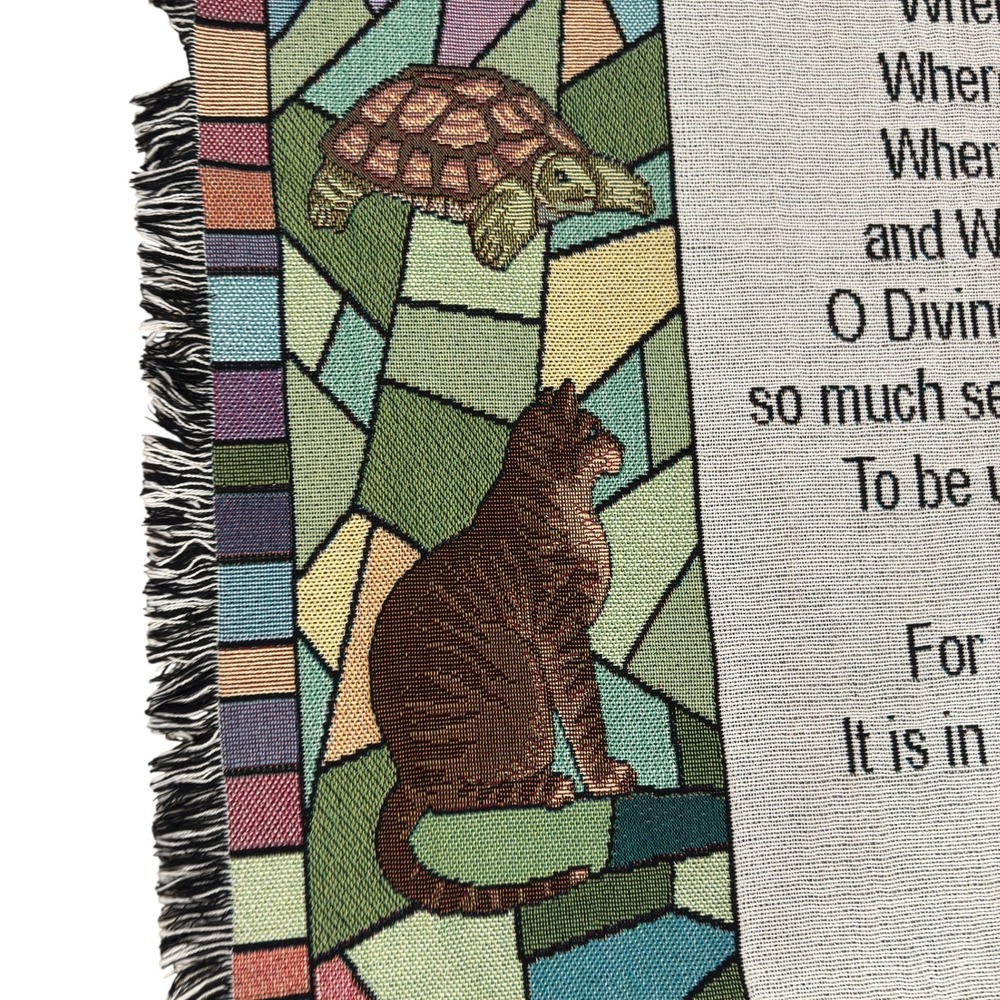 Prayer of Saint Francis Woven Throw‎ Blanket Animals Dove Tapestry Pure Weavers - Picture 8 of 12